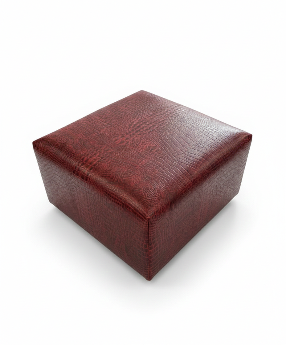 Handcrafted Croc-Embossed Genuine Leather Ottoman